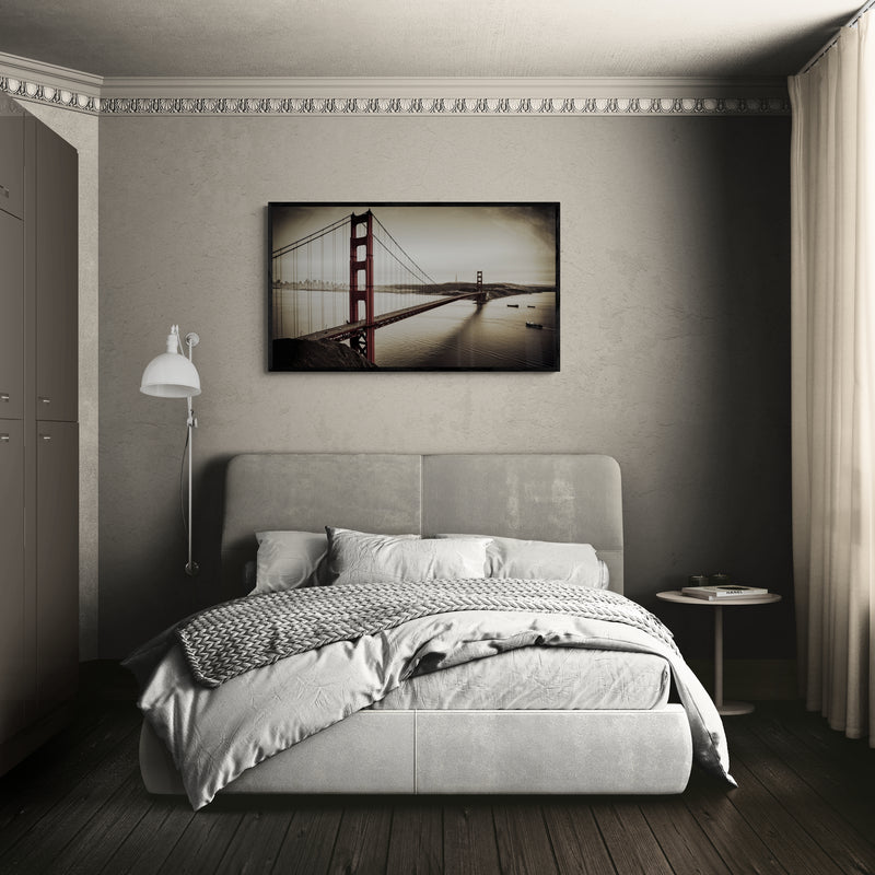 Uitzicht op de Golden Gate Bridge in sepiatint – Canvas wandkunst
