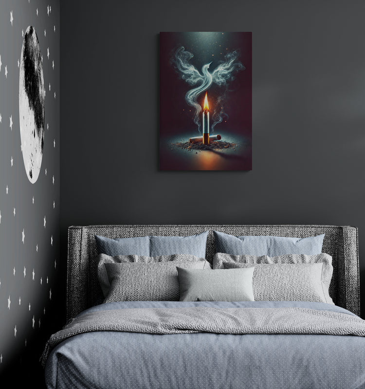 Kaarsvlam met rookvogel- en kogelelementen - Canvas wandkunst
