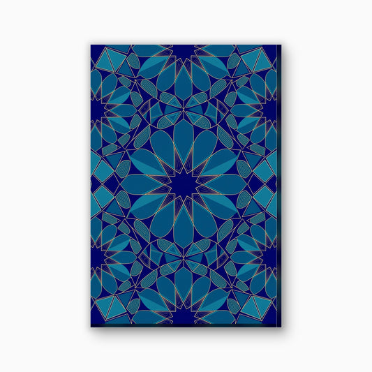 Geometrische ster canvas schilderij in blauw en teal