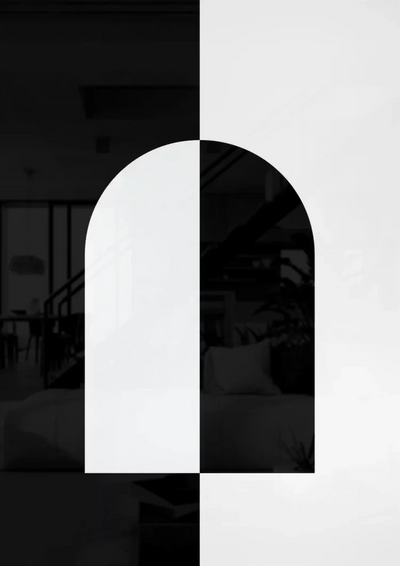 Symmetrische Boog Zwart Wit Minimalistisch Contrast Canvas Schilderij