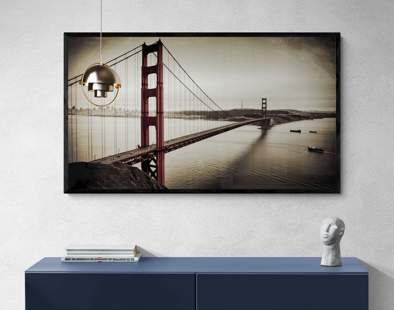 Uitzicht op de Golden Gate Bridge in sepiatint – Canvas wandkunst