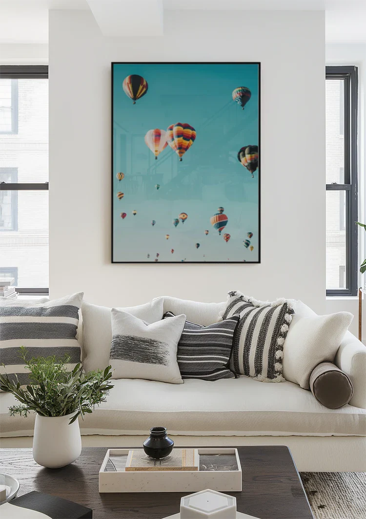 Colorful Hot Air Balloons Blue Sky Summer Sky Painting