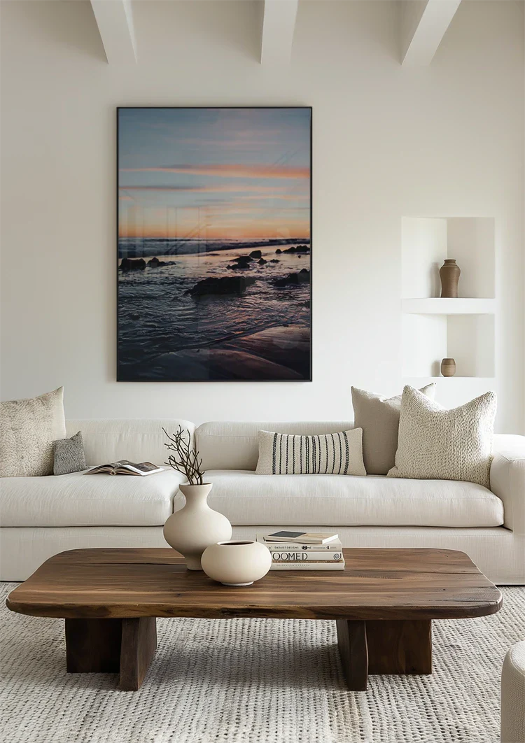 Sunset At The Water Pastel Coastline Painting