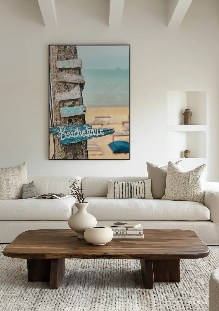 Baum Wegweiser Strand Türkises Meer Küstenlandschaft Malerei