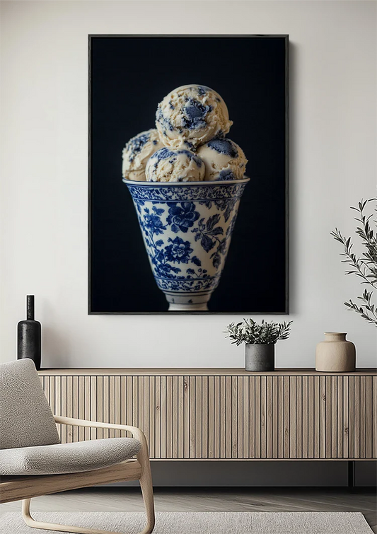 Obraz na płótnie w stylu porcelany Delft Blue Ice Cream Cone