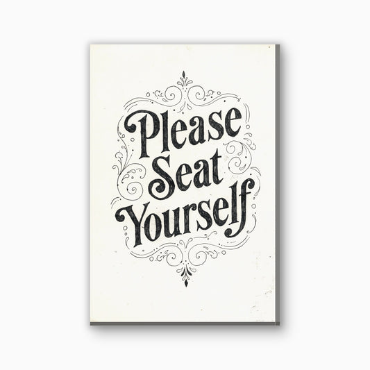 Please Seat Yourself bordje canvas schilderij in creme en antraciet
