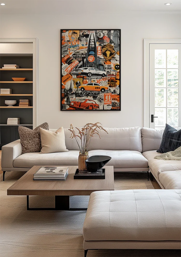 Urban Collage Taxi Car Pop Art Retro Painting