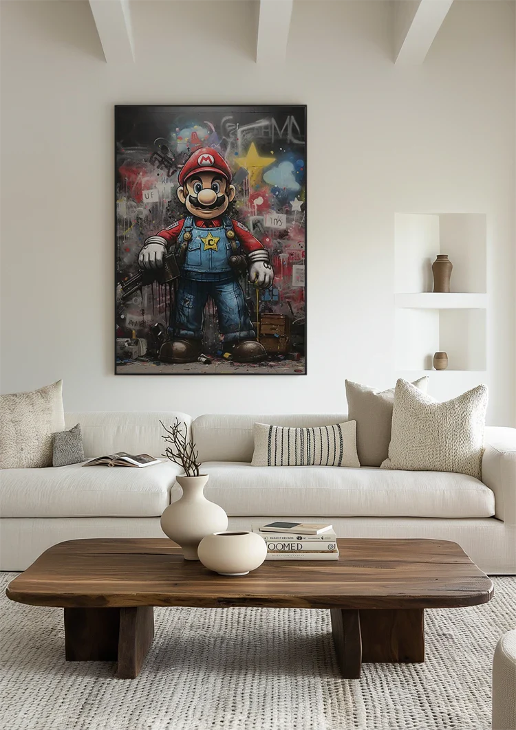 Super Mario Graffiti Street Art Porträt Leinwandbild