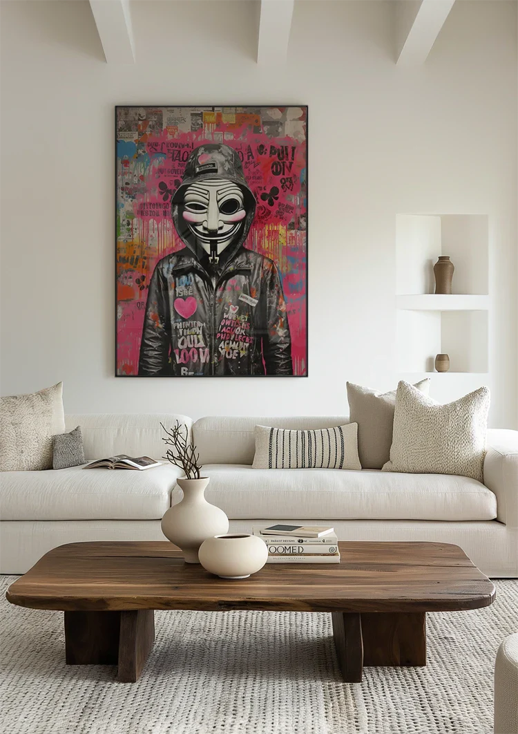 Person With Guy Fawkes Mask Graffiti Street Art Painting