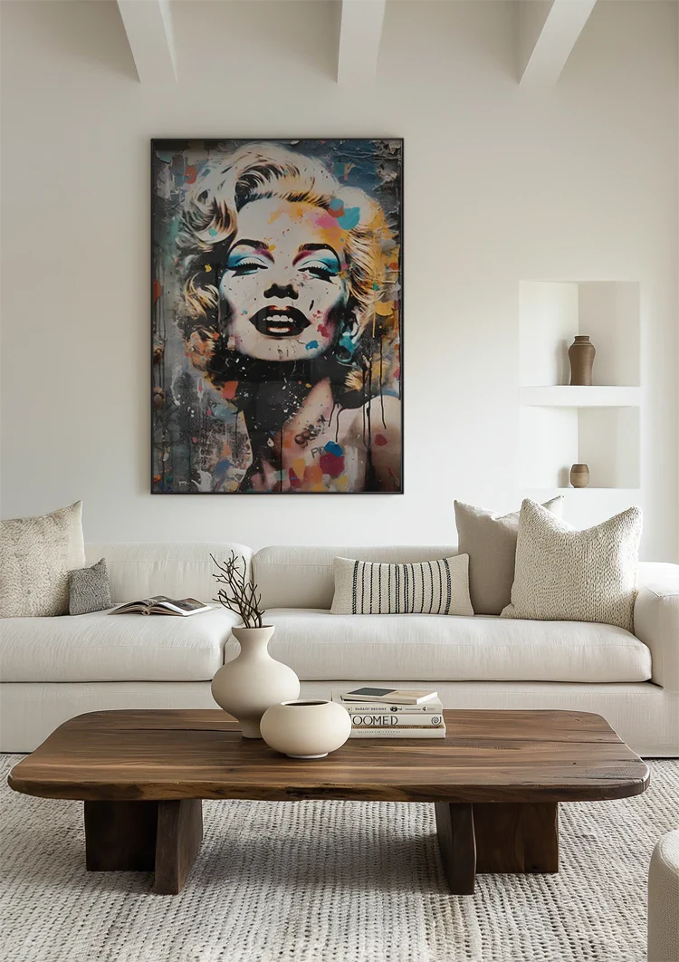 Marilyn Monroe Porträt mit farbigen Farbakzenten Gemälde