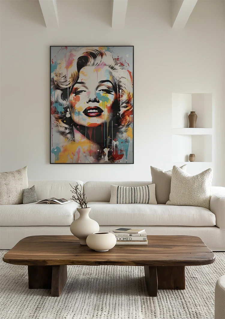 Marilyn Monroe Portrait with Paint Splatters Pop-Art Painting