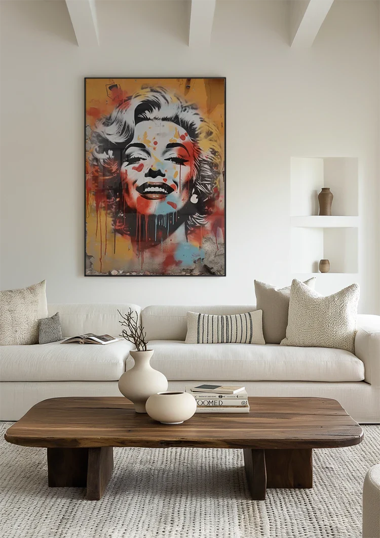 Marilyn Monroe Graffiti Portrait Orange Red Painting