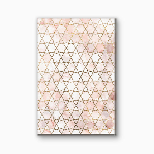 Roze geometrisch patroon canvas schilderij in roze en goud