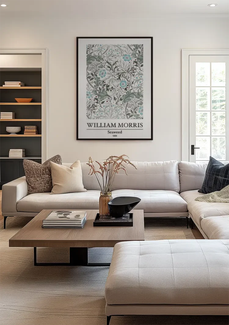 William Morris Seaweed Groen Blauw Botanisch Vloeiend Bloemenpatroon Klassiek Kunst Schilderij