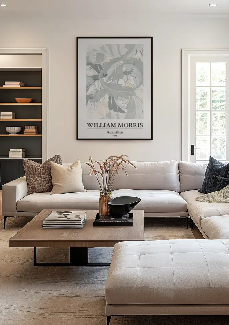 William Morris Acanthus Bladeren Grijs Groen Pasteltinten Botanisch Kunst Schilderij