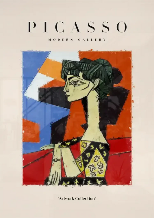 Picasso Kubistisch Vrouwportret canvas schilderij hangt boven het bed in de slaapkamer