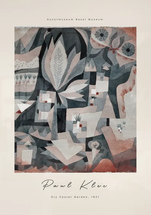 Geometrische tuin van Klee canvas schilderij boven het bed in de slaapkamer