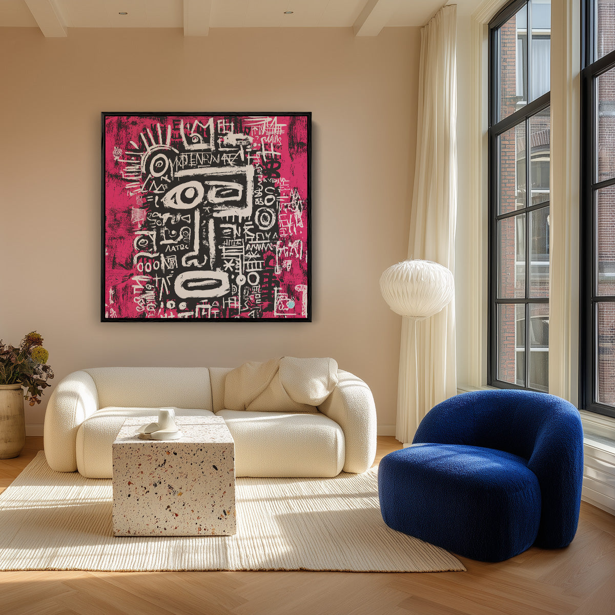 Graphic Face Pink Graffiti Street Art Expressive Painting