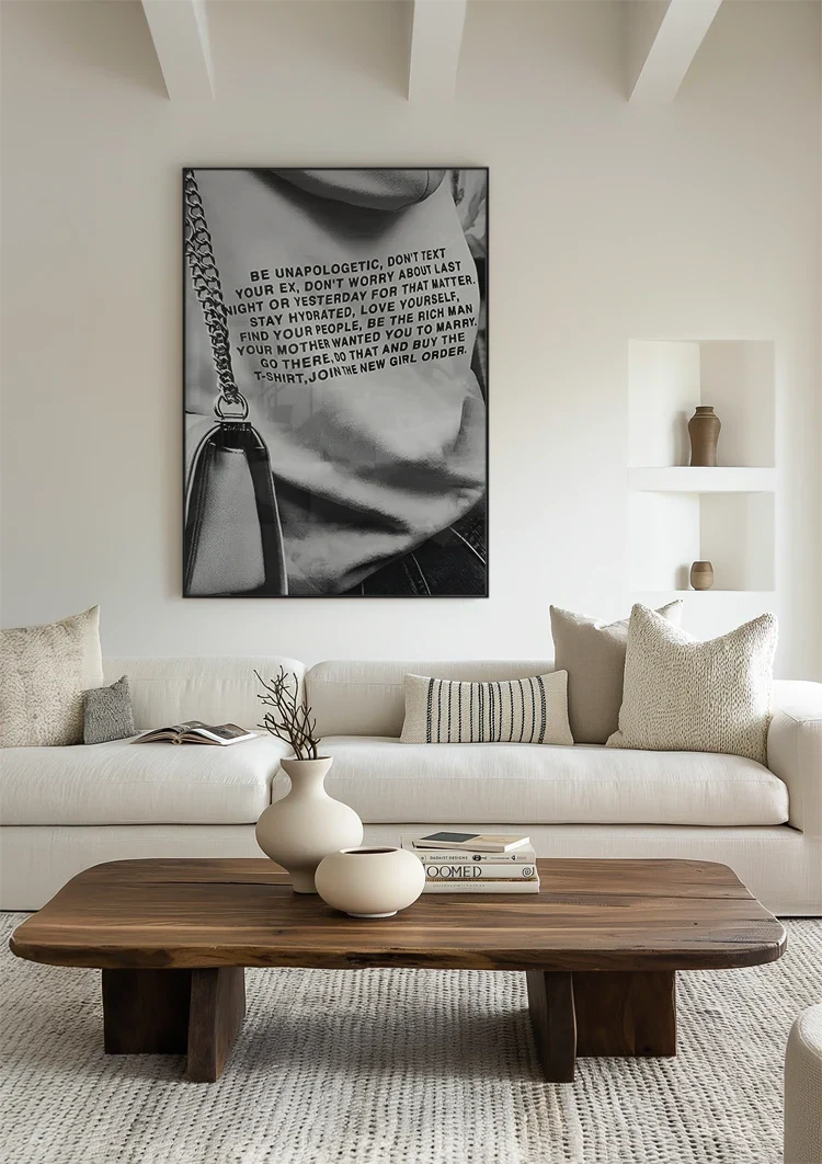 Zwart Wit Trui Met Motiverende Tekst Mode Grafisch Schilderij