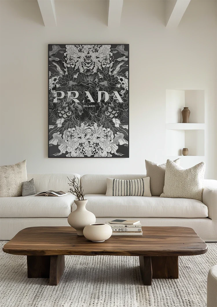 Black and White Floral Ornament Luxury Mockup Decorative Painting