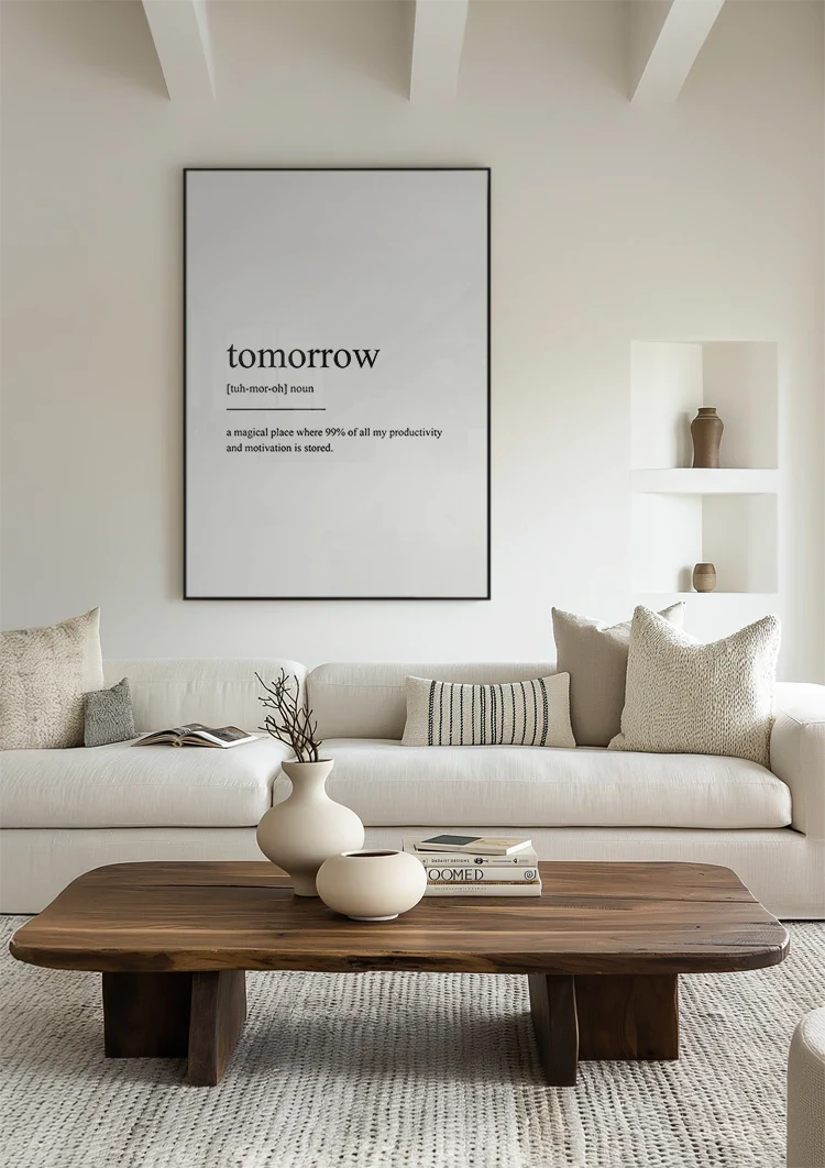 Morgen Definition Typografie Schwarz Weiß Minimalistisch Text Gemälde