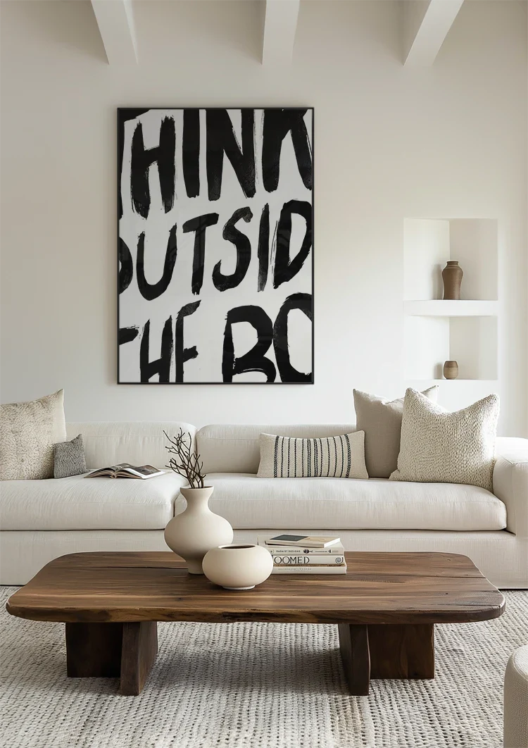 Think Outside The Box Black Letters White Typography Motivation Painting