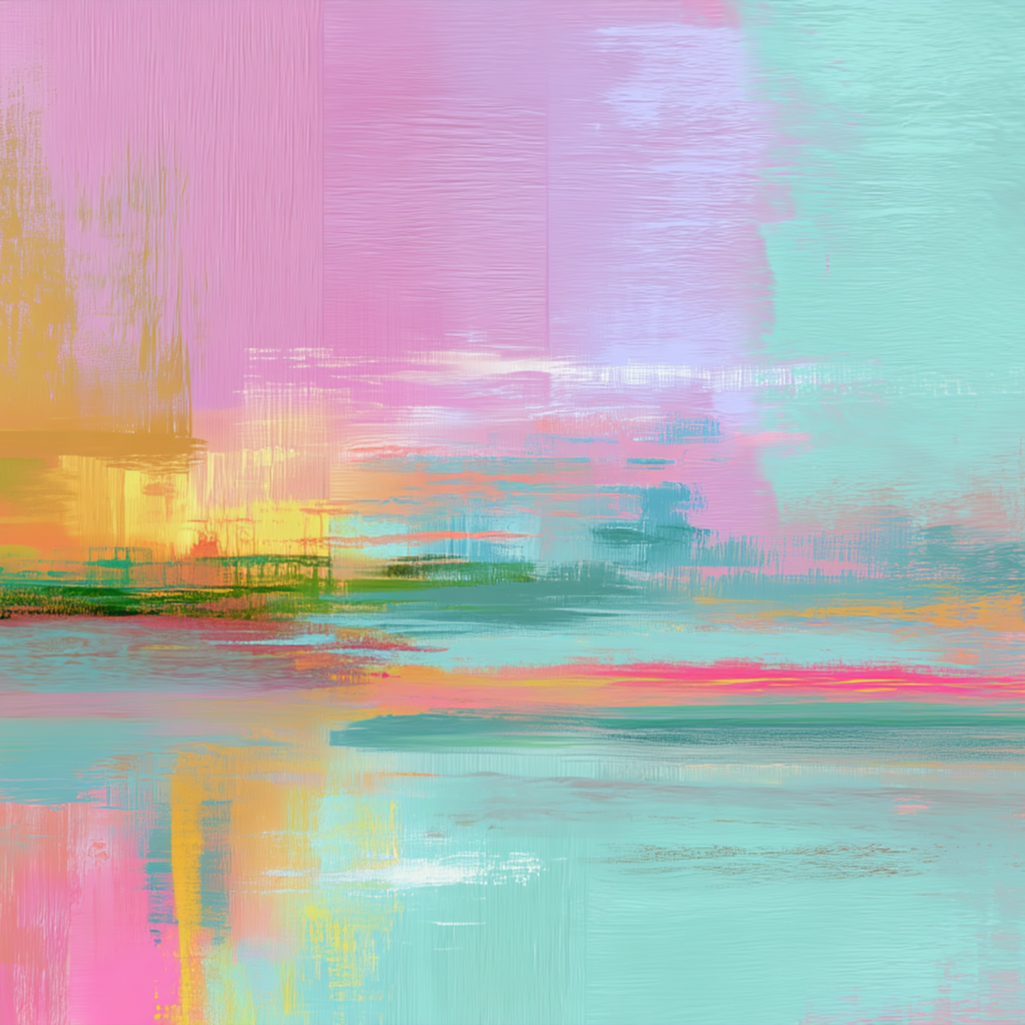 Pastel Sunset Over Water Abstract Colorful Painting