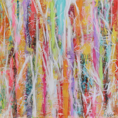 Farbenfrohe vertikale Streifen, abstrakt-expressives Leinwandbild