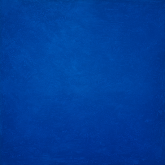 Diep ultramarijn blauw kleurvlak, canvas schilderij in minimalistische monochrome stijl