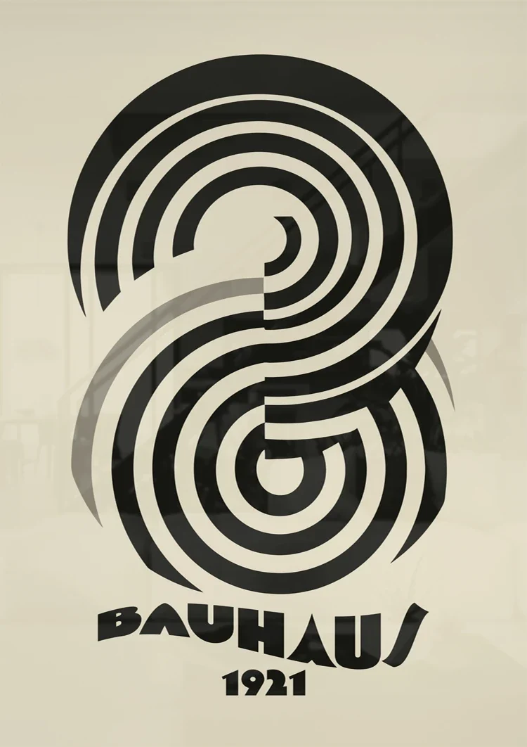 Bauhaus 1921 Concentrische Spiraal Zwart Beige Schilderij
