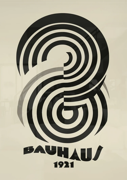 Bauhaus 1921 Concentrische Spiraal Zwart Beige Schilderij