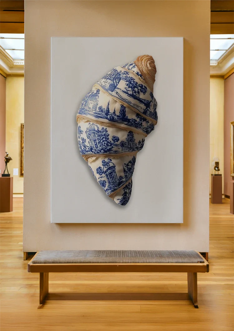 Delfts Blauw Croissant Windmolens Hollands Tafereel Surrealisme Schilderij