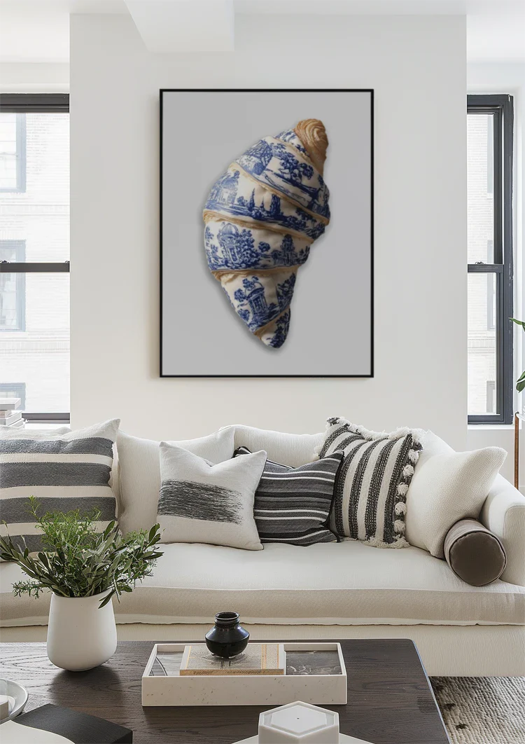 Delfts Blauw Croissant Windmolens Hollands Tafereel Surrealisme Schilderij