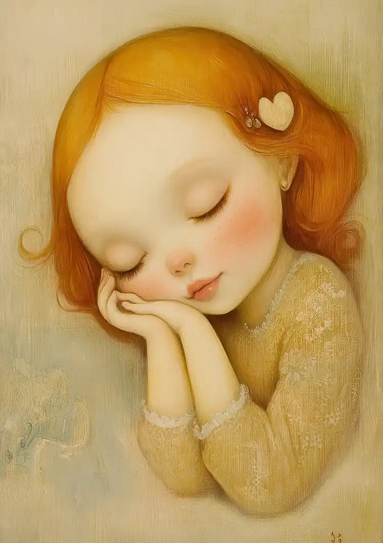 Dreaming Girl With Red Hair Soft Pastel Portrait Painting