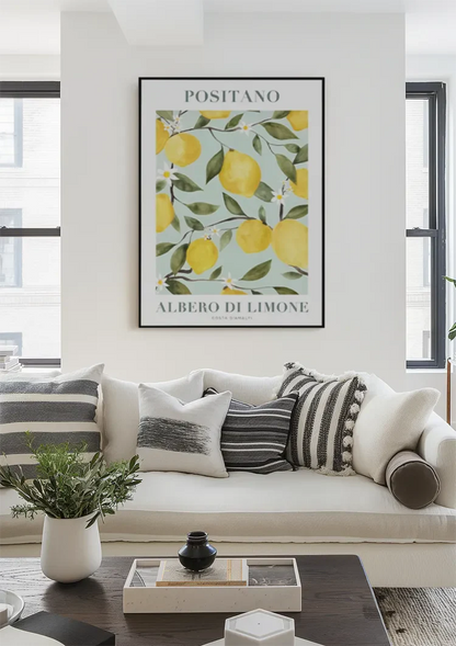 Positano Citroenboom Amalfikust Mediterraan Zomer Poster Schilderij