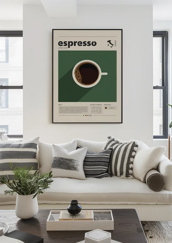 Espressotasse Retro Grünes Kaffeeposter Gemälde im Vintage-Stil
