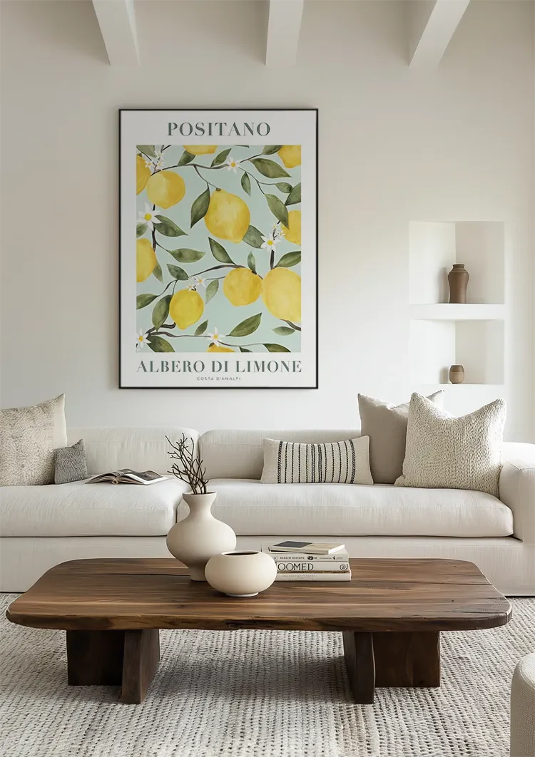 Positano Citroenboom Amalfikust Mediterraan Zomer Poster Schilderij