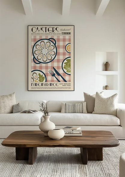 Austernschale Retro Französische Küche Illustration Gemälde