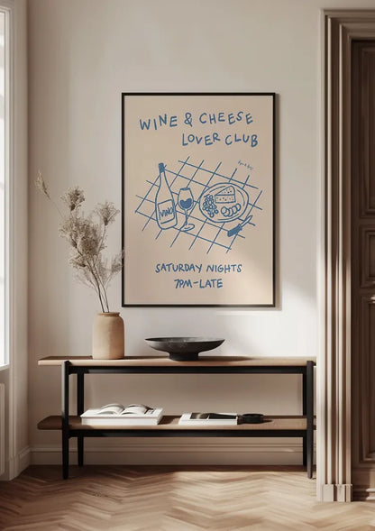 Wein- und Käseclub Retro-Illustrationsposter Gemälde