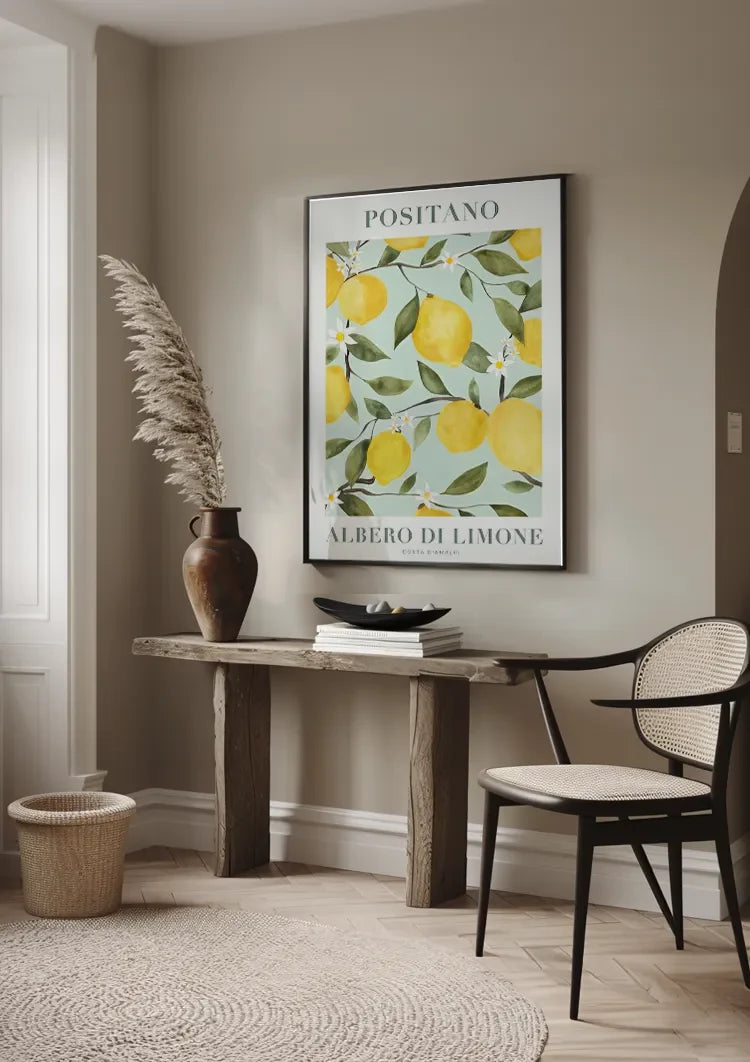 Positano Citroenboom Amalfikust Mediterraan Zomer Poster Schilderij