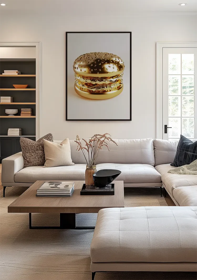 Golden Hamburger Luxury Shiny Gold Digital Art Pop Art Painting