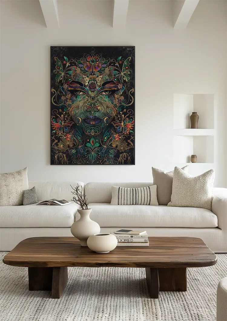 Bloemengelaat Vlinders Groen Goud Donker Schilderij