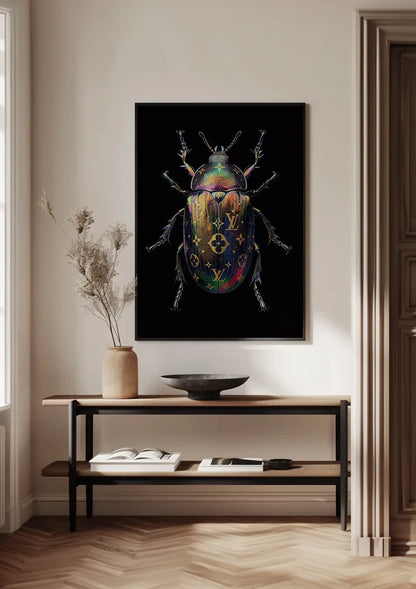 Louis Vuitton Multicolored Beetle Shiny Black Luxury Fashion Painting