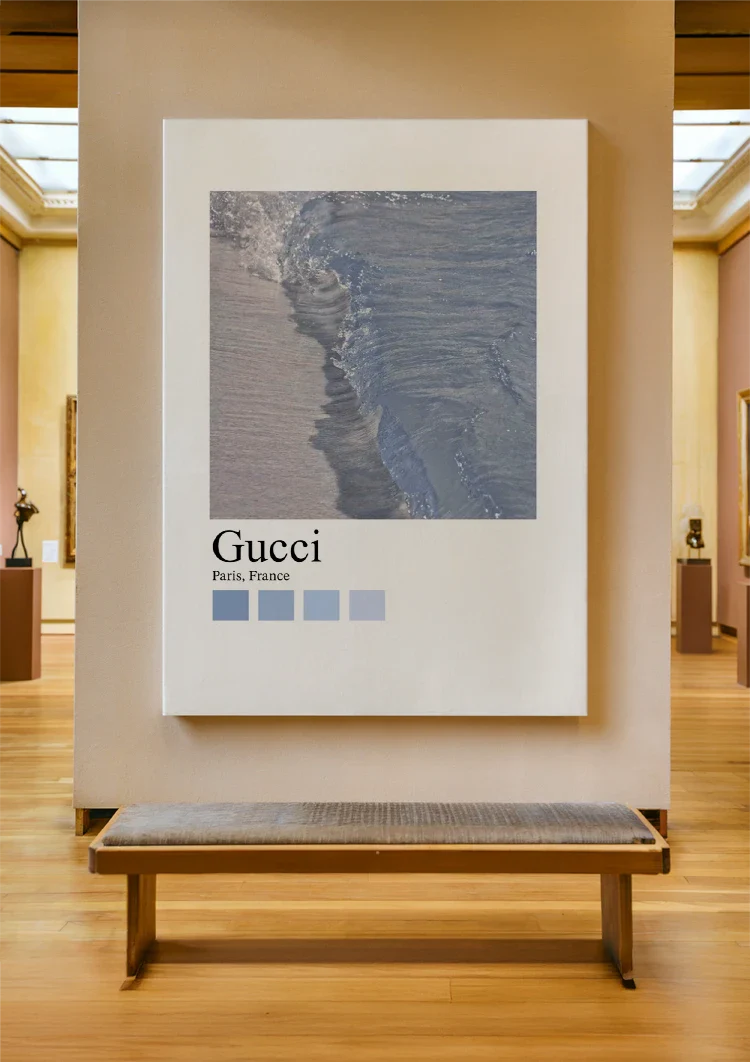 Sandstrand Wellen Blau Gucci Paris Mode Poster Gemälde