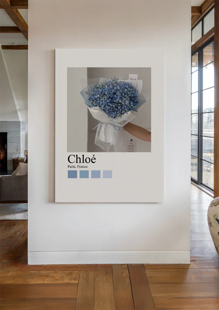 Chloé Parijs Lichtblauwe Hortensia Boeket Bloemen Fotografie Schilderij