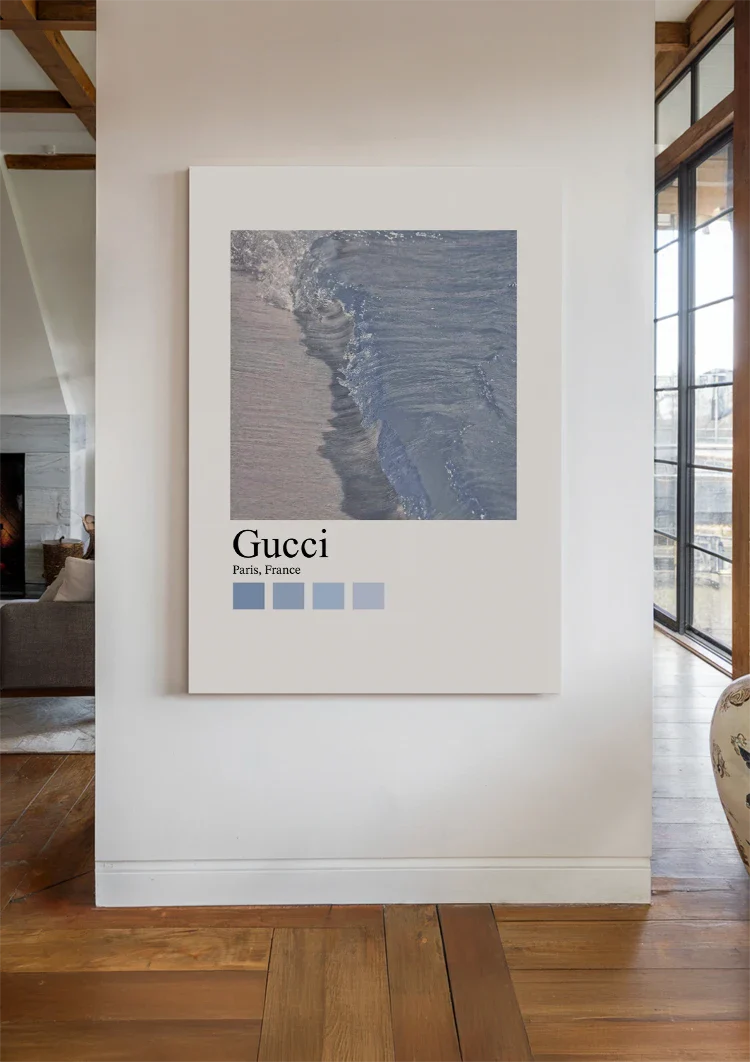 Sandstrand Wellen Blau Gucci Paris Mode Poster Gemälde