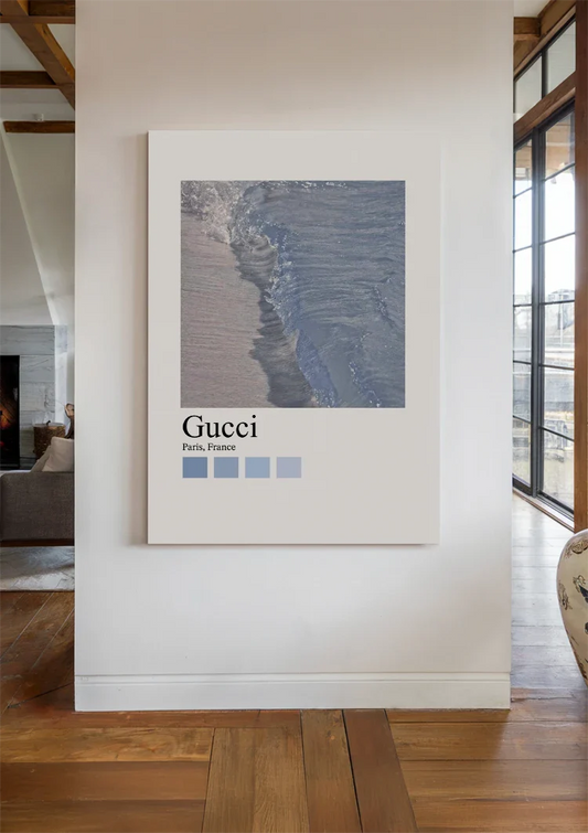 Zandstrand Golven Blauw Gucci Paris Mode Poster Canvas Schilderij