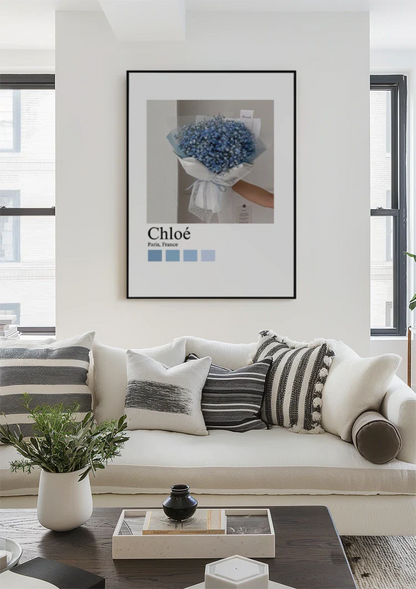 Chloé Parijs Lichtblauwe Hortensia Boeket Bloemen Fotografie Schilderij