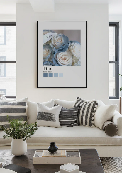 Lichtblauwe Witte Rozen Cloé Paris Mode Bloemen Schilderij