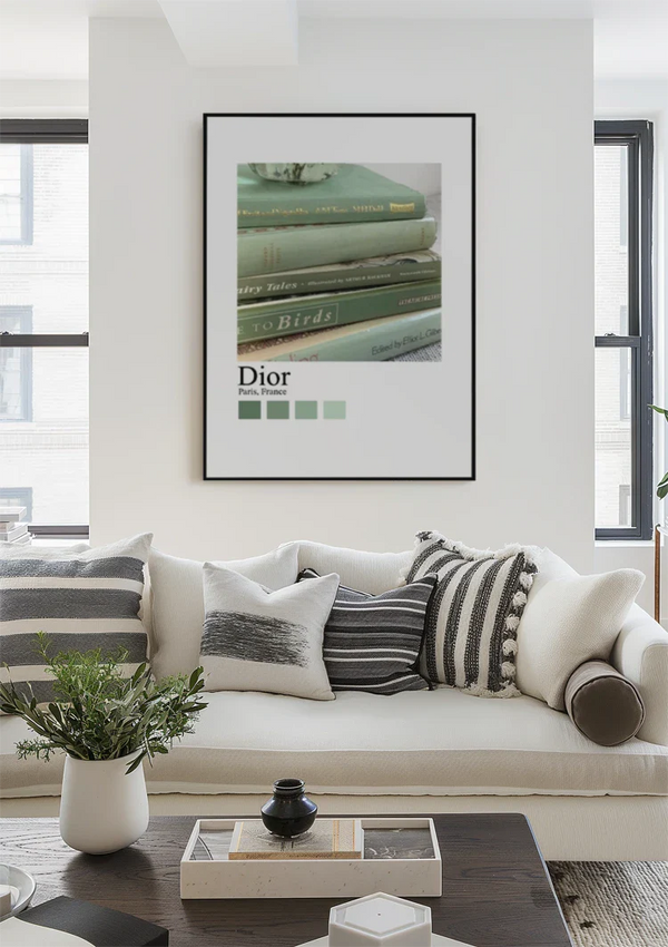 Dior Paris Stapel Vintage Grüne Bücher Minimalistische Stillleben Fotografie Malerei